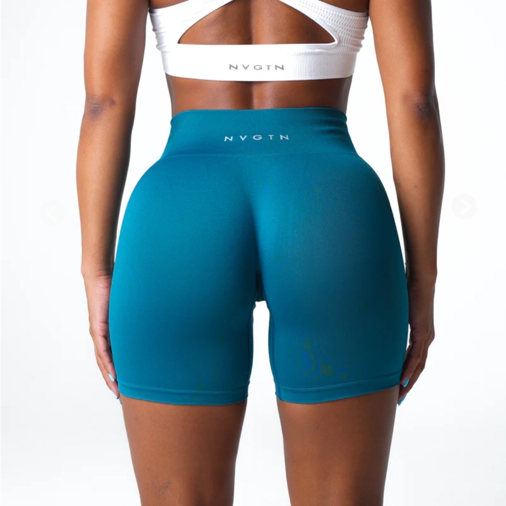 French Blue Solid Seamless Shorts